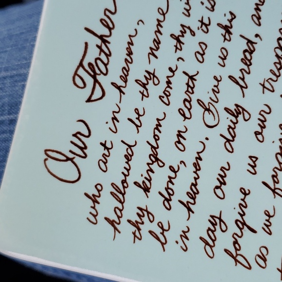 Carson Home Accents The Lord's Prayer Square Plate Porcelain 5" X 5" SUPER CUTE - Picture 3 of 7